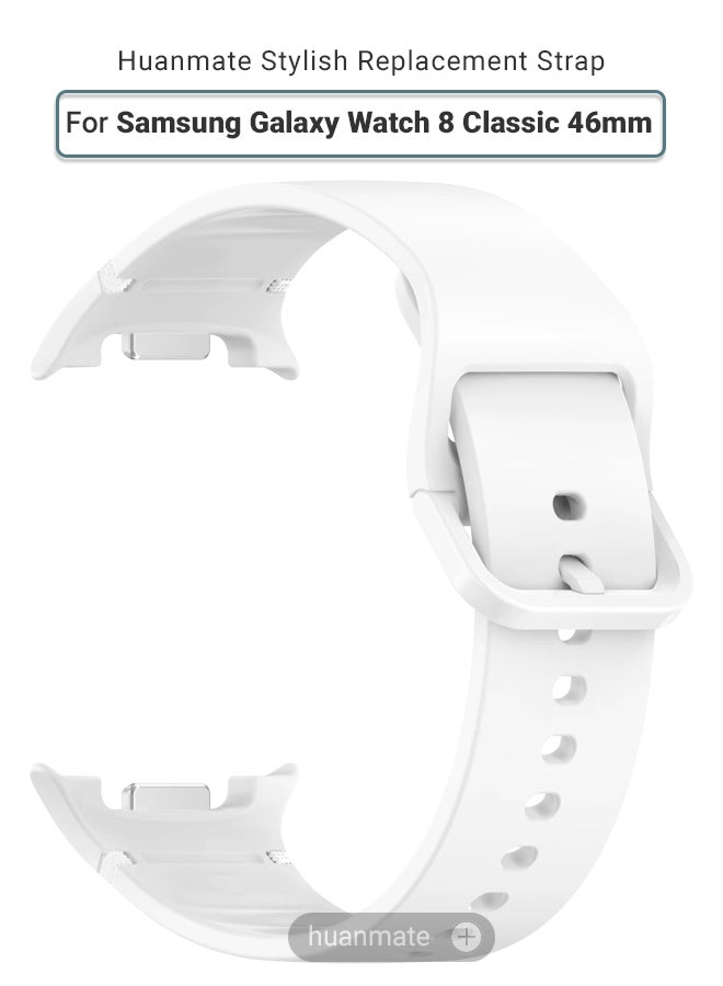 huanmate Samsung Galaxy Watch 8 Classic 46mm Soft Silicone Replacement Strap - High Quality, Lightweight, Stylish & Durable - Easy Installation - Replacement Strap for Samsung Galaxy Watch 8 Classic 46mm - Image 1