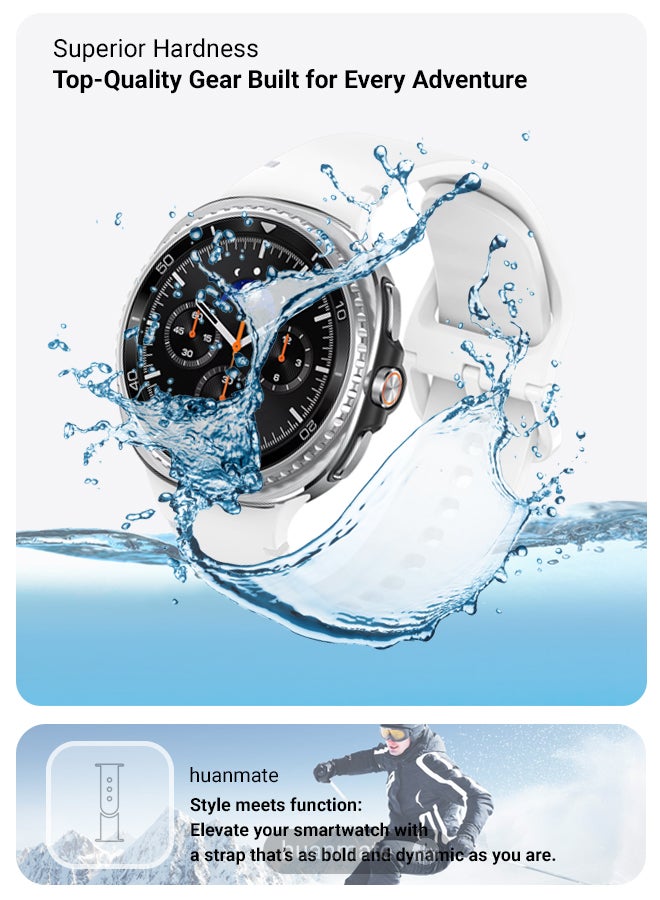 huanmate Samsung Galaxy Watch 8 Classic 46mm Soft Silicone Replacement Strap - High Quality, Lightweight, Stylish & Durable - Easy Installation - Replacement Strap for Samsung Galaxy Watch 8 Classic 46mm - Image 4