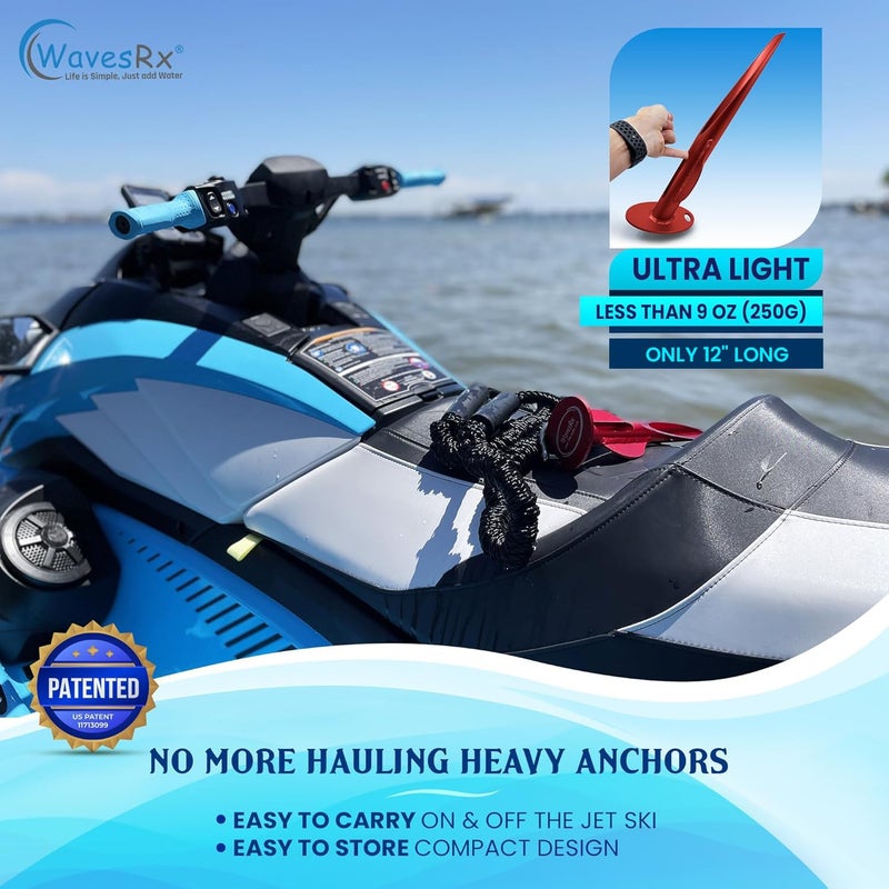 WAVESRX 12" Aluminum Sand Spike Beach Anchor - WaveCobra | Keeps Your Watercraft Securely Anchored Near Shore, Sandbar or in Shallow Water | Ultra Light Patent Pending Design for Jet Ski & Small PWC - Image 5