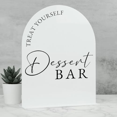JINMURY Acrylic Dessert Bar Sign- 8x10 White Arch Acrylic Table Top Sign and Base,1/8" Thick | Dessert Bar Signs for Wedding & Party (White, 8x10 Inch) - Image 1
