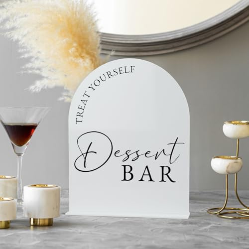 JINMURY Acrylic Dessert Bar Sign- 8x10 White Arch Acrylic Table Top Sign and Base,1/8" Thick | Dessert Bar Signs for Wedding & Party (White, 8x10 Inch) - Image 4