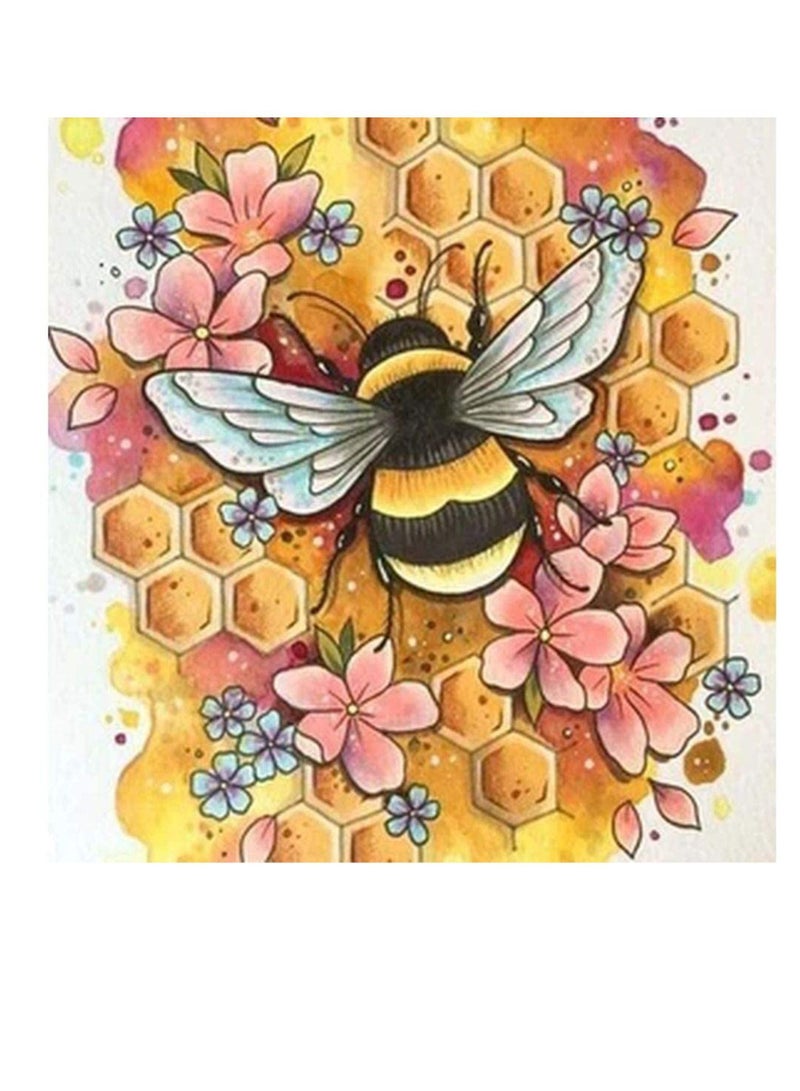 SYOSI DIY 5D Diamond Art Kits Adults Kids Bee Room Decoration Home Office Gift for Her Him Bee Licking On Honey Full Drill Diamond Art Kits Cartoon Bee 118x118inch - Image 1