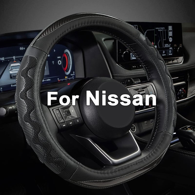 GIANT PANDA Steering Wheel Cover for Nissan Altima Rogue - Car Steering Wheel Cover for Nissan D Shape - Gray, For Rogue-D (SWND03) - Image 1