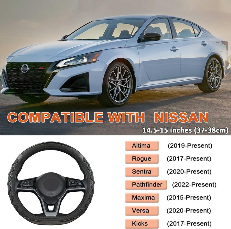 GIANT PANDA Steering Wheel Cover for Nissan Altima Rogue - Car Steering Wheel Cover for Nissan D Shape - Gray, For Rogue-D (SWND03) - Image 2