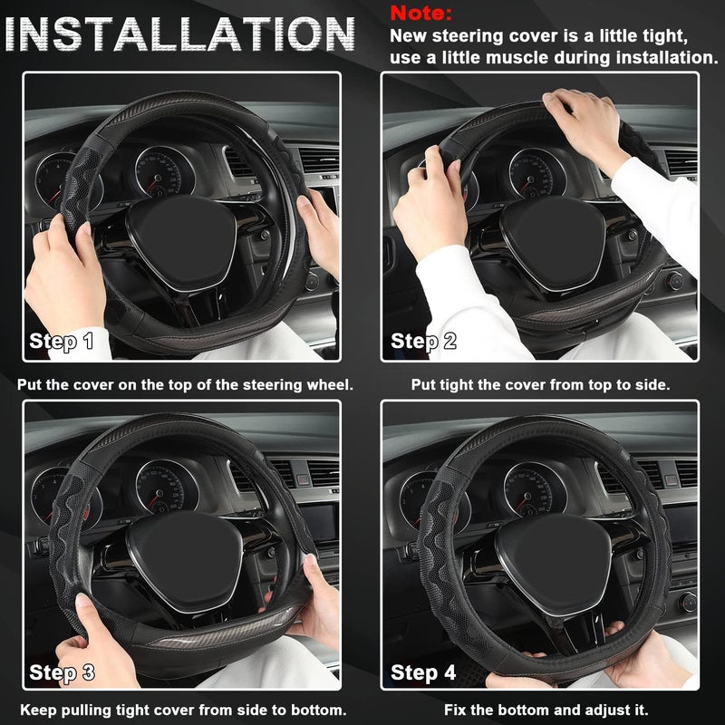 GIANT PANDA Steering Wheel Cover for Nissan Altima Rogue - Car Steering Wheel Cover for Nissan D Shape - Gray, For Rogue-D (SWND03) - Image 4