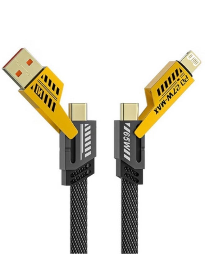 4 in 1 data cable, portable fast charging travel/external cables and accessories with USB Type C port and retractable USB Type C fast charger port, - Image 1