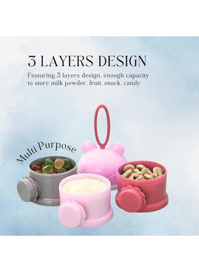 MiniMe Stackable Baby Formula & Snack Dispenser with Giraffe Cap | BPA‑Free PP & Silicone | Pink | 3‑Layer, 100 ml Each | Compact Leak‑Proof Travel Container - Image 4