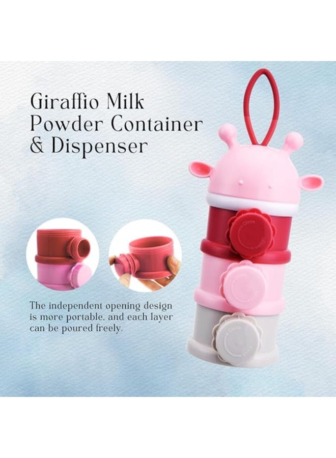 MiniMe Stackable Baby Formula & Snack Dispenser with Giraffe Cap | BPA‑Free PP & Silicone | Pink | 3‑Layer, 100 ml Each | Compact Leak‑Proof Travel Container - Image 2