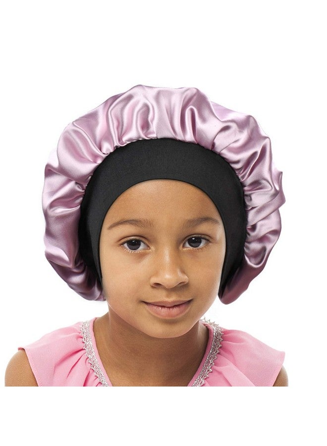 SENGTERM Engterm Kids Satin Bonnet Double Layer Wide Elastic Band Sleep Cap Hair Bonnet Silky Night Cap For Girls Toddler Child - Image 1