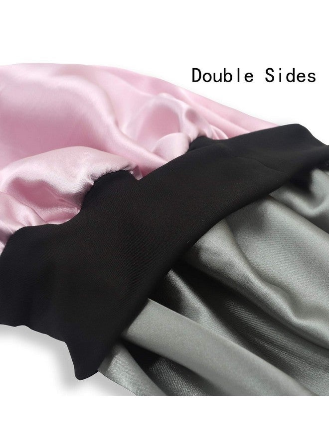 SENGTERM Engterm Kids Satin Bonnet Double Layer Wide Elastic Band Sleep Cap Hair Bonnet Silky Night Cap For Girls Toddler Child - Image 5