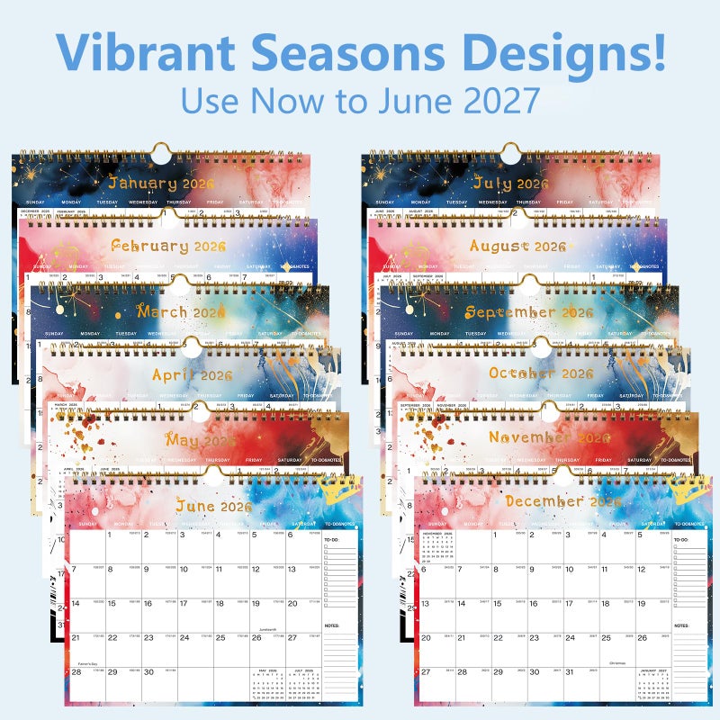 HJCTOY 2026-2027 Wall Calendar - Includes January 2026 to June 2027, 18-Month Paper Wall Calendar 11 x 8.5 Inches.Thick Paper with Julian Dates and Block for New Year and Christmas Holidays To-dos ï¼† Notes (I) - Image 5