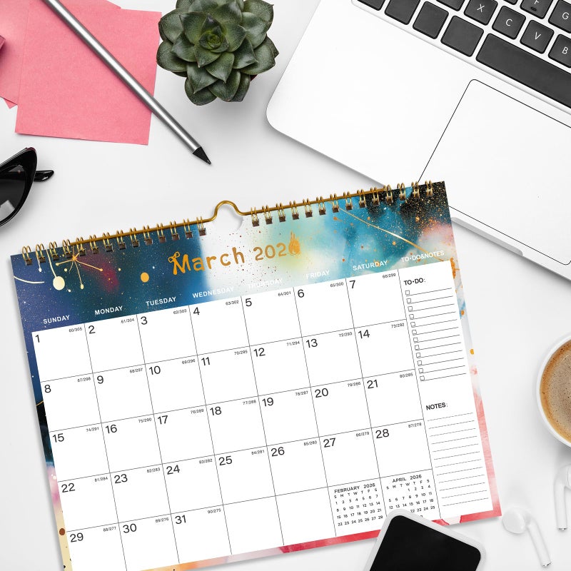 HJCTOY 2026-2027 Wall Calendar - Includes January 2026 to June 2027, 18-Month Paper Wall Calendar 11 x 8.5 Inches.Thick Paper with Julian Dates and Block for New Year and Christmas Holidays To-dos ï¼† Notes (I) - Image 3