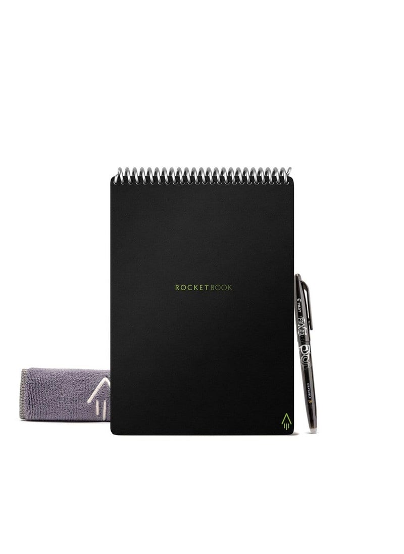 Rocketbook Rocketbook Smart Reusable Notebook, Flip Letter Size Spiral Notebook, Infinity Black, (8.5" x 11") 