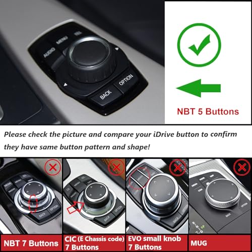 x xotic tech Console Multimedia Knob Switch Button Cover Trim wThree Button Stickers Compatible with BMW 2 3 4 5 7 X3 X4 X5 X6 5Button iDriveSilver - Image 3