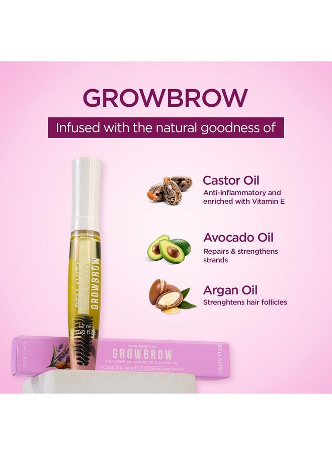 Bella Vita Organic - Growbrow - Eyelash, Lashes & Eyebrows Hair Growth & Volume Serum With Castor, Onion Oil & Vitamin E, 12 Ml - Image 1