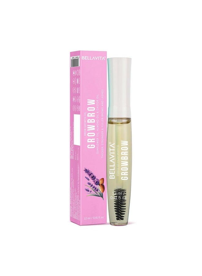 Bella Vita Organic - Growbrow - Eyelash, Lashes & Eyebrows Hair Growth & Volume Serum With Castor, Onion Oil & Vitamin E, 12 Ml - Image 1