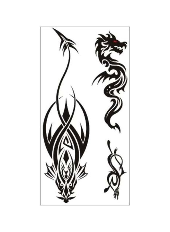 مجموعة ملصقات تاتو مؤقت مضادة للماء مكونة من 3 قطع أسود