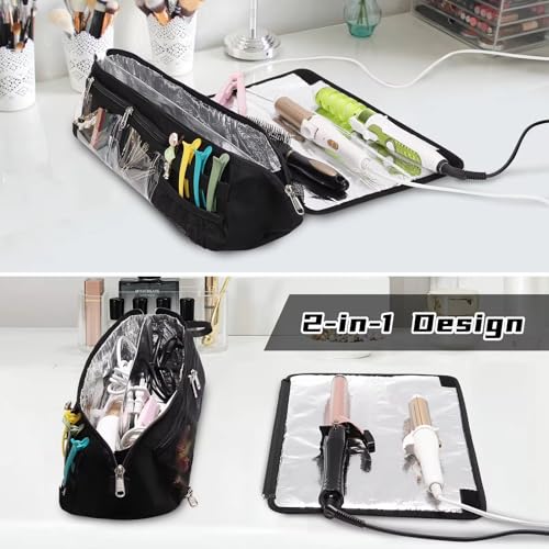 Coslifestore- Hot Hair Tools Travel Bag with Heat Resistant Removable Mat, Hair Accessories Organizer Case, Women Travel Essentials, Storage Pouch for Curling Iron, Straightener, Flat Iron, hair dryer - Image 5