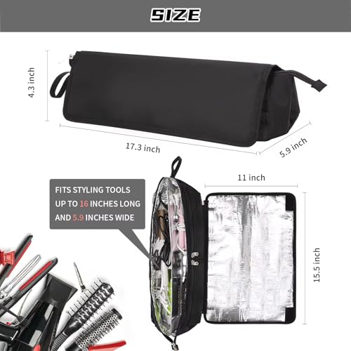 Coslifestore- Hot Hair Tools Travel Bag with Heat Resistant Removable Mat, Hair Accessories Organizer Case, Women Travel Essentials, Storage Pouch for Curling Iron, Straightener, Flat Iron, hair dryer - Image 4