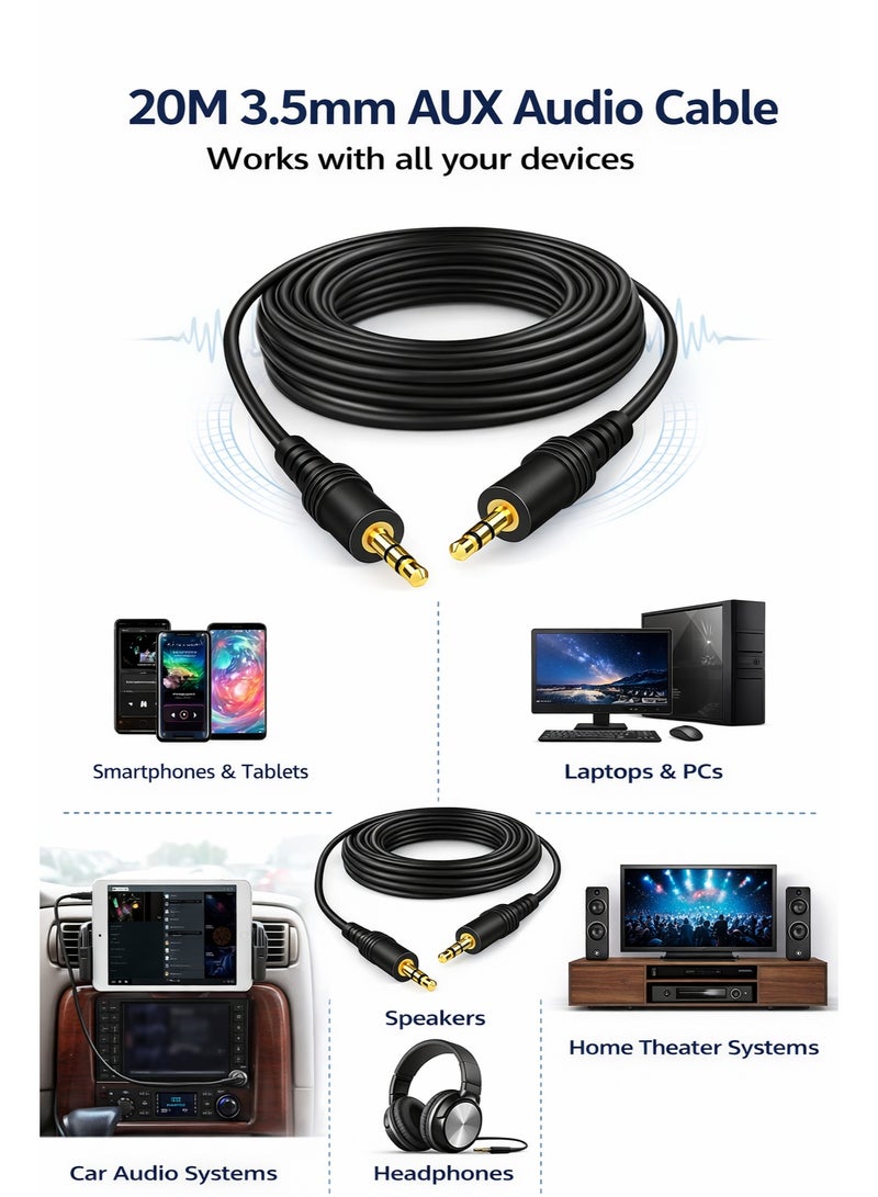 CABLE CONV 3.5mm Audio Cable 15M AUX Stereo Jack Male to Male Gold Plated High Quality Sound Cable - Image 2