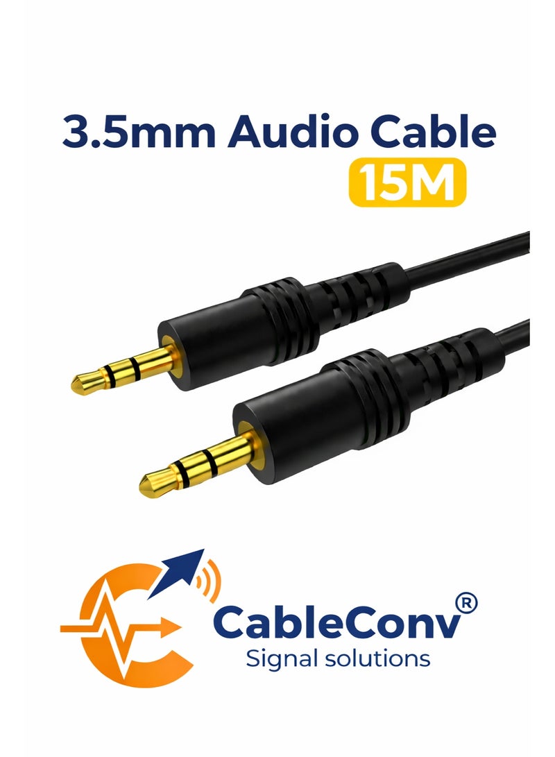 CABLE CONV 3.5mm Audio Cable 15M AUX Stereo Jack Male to Male Gold Plated High Quality Sound Cable - Image 1
