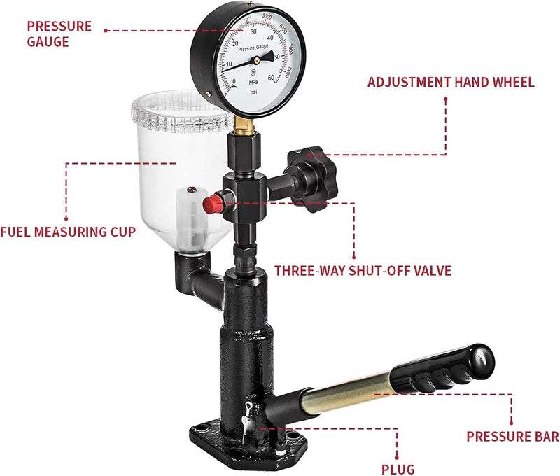 WINMAX TOOLS AUTOMOTIVE 400Bar 6000PSI Diesel Fuel Injector Tester with Dual Scale Gauge - Image 4