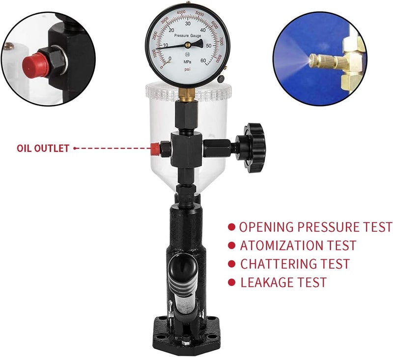 WINMAX TOOLS AUTOMOTIVE 400Bar 6000PSI Diesel Fuel Injector Tester with Dual Scale Gauge - Image 3