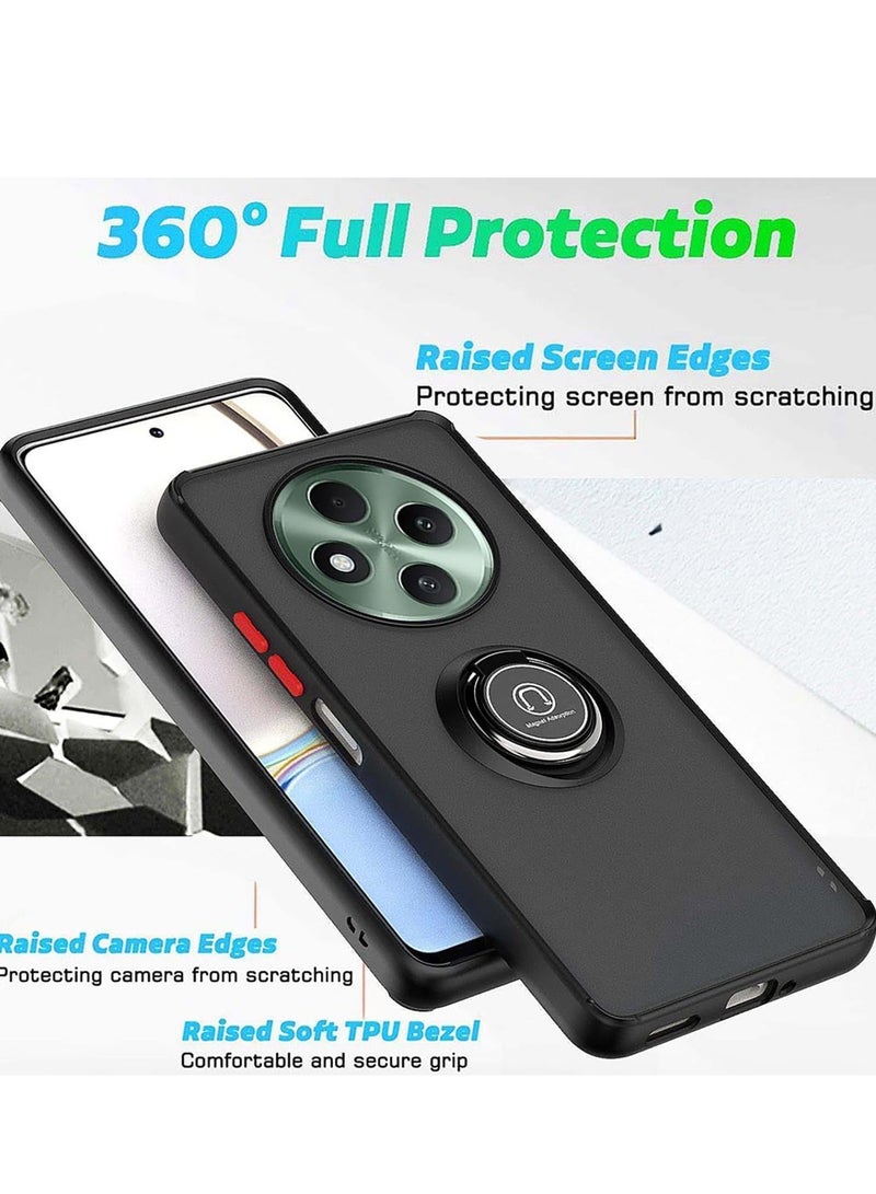 بورتوني Xiaomi Redmi 14C حلقة معدنية دوارة قبضة مقاومة للصدمات بلمسة نهائية مطفأة اللمعة، غطاء مسند مغناطيسي للسيارة، حامل خلفي صلب من مادة TPU لحماية الصدمات لهاتف Xiaomi Redmi 14C - Image 2