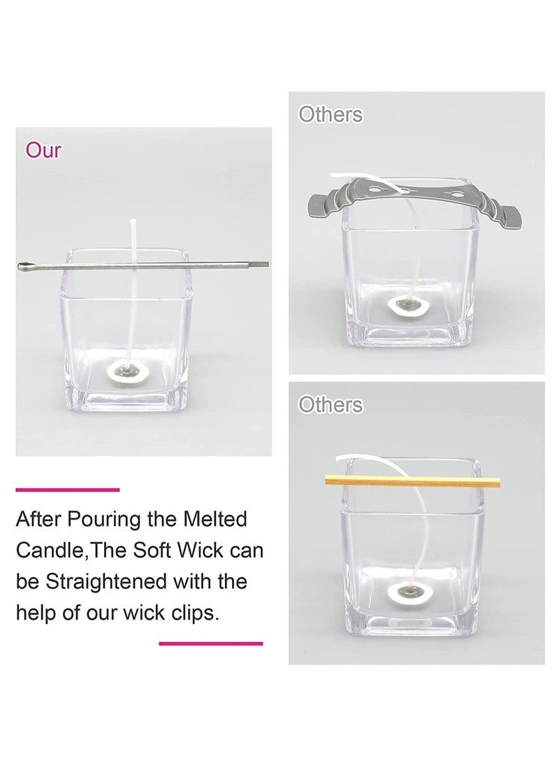 SOLARAE حوامل فتيل الشموع، حوامل فتيل بطول 4.7 بوصة لصنع الشموع، 20 قطعة أداة مركزية معدنية للفتيل - Image 5