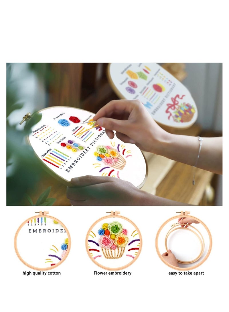 Embroidery Stitch Practice Kit, 3 Pack Embroidery Kit for Beginners with Flowers Plants Pattern Embroidery Starter Kit with Instructions Embroidery Hoop Threads and Tools for Adults Kids  - Image 5