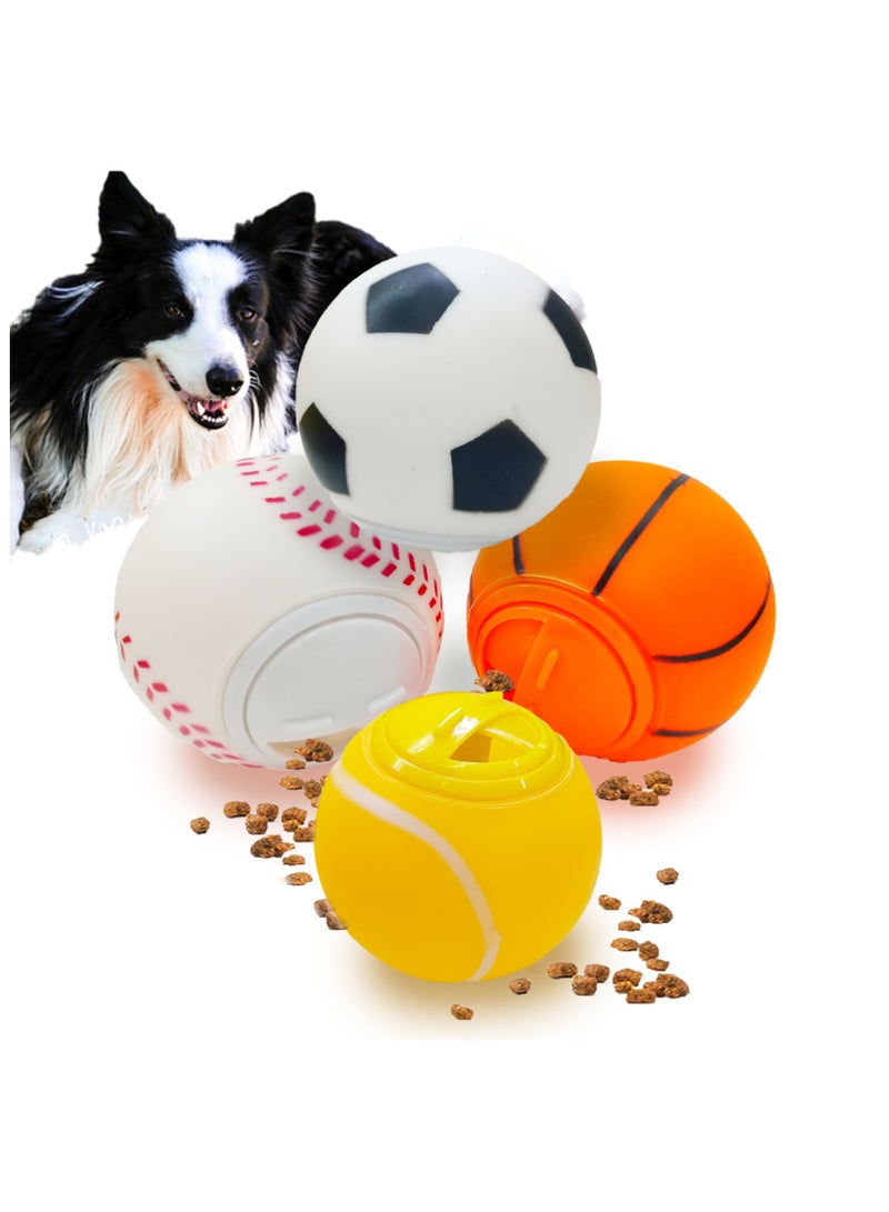 MIIXUER 4 Pack Dog Treat Ball, Interactive Dog Toy Ball, Dog Food Dispenser Toy for Small to Large Dogs - sports ball (3.15'') - Image 1