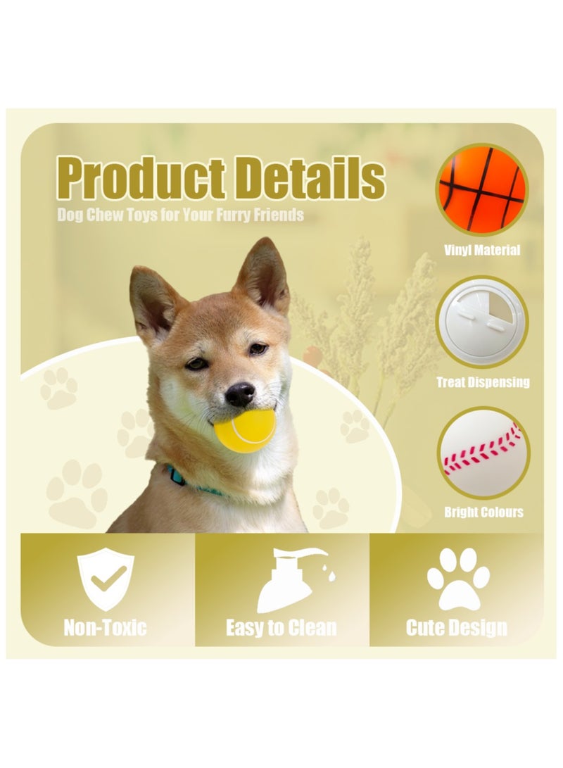 MIIXUER 4 Pack Dog Treat Ball, Interactive Dog Toy Ball, Dog Food Dispenser Toy for Small to Large Dogs - sports ball (3.15'') - Image 2