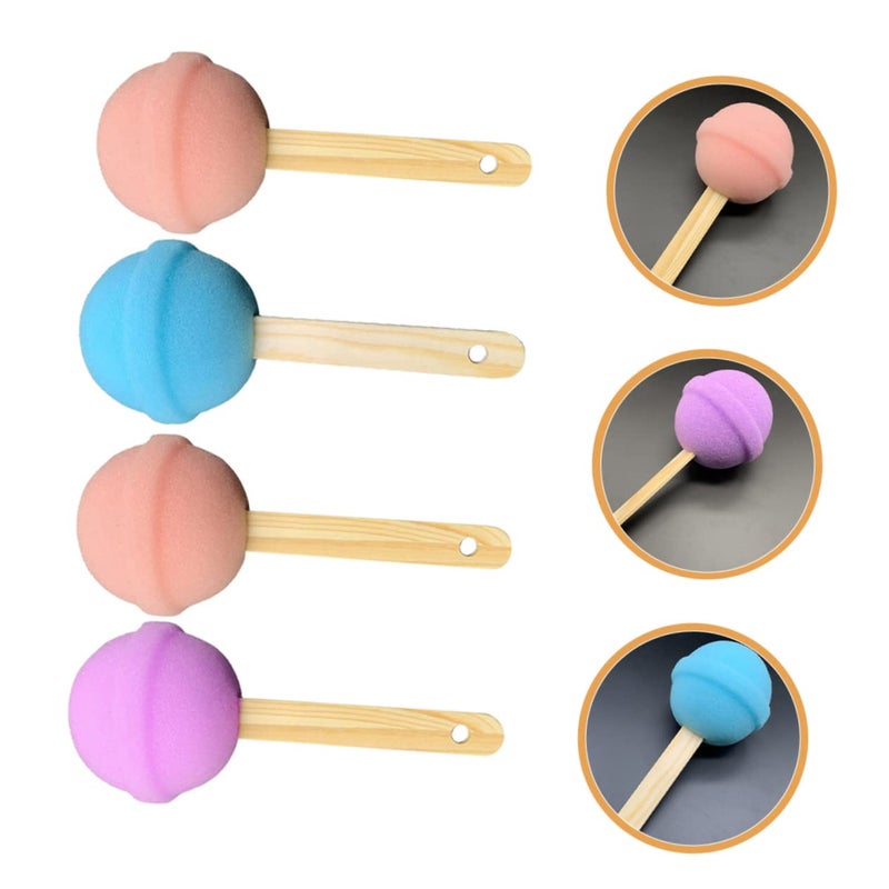4Pcs Bath Sponges Set With Long Handle Back Scrubber Lollipop Design For Women Shower - Image 4