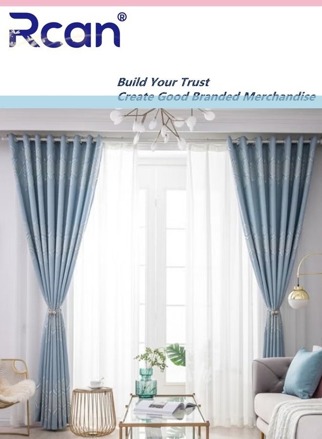 ركان ستائر تعتيم من لوحة واحدة، ستائر تعتيم مزخرفة بخيوط فضية، ستائر معتمة عازلة للحرارة لغرفة النوم وغرفة المعيشة 100*250 سم - Image 3