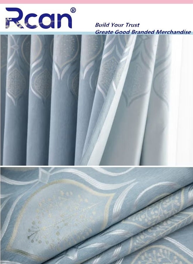 ركان ستائر تعتيم من لوحة واحدة، ستائر تعتيم مزخرفة بخيوط فضية، ستائر معتمة عازلة للحرارة لغرفة النوم وغرفة المعيشة 100*250 سم - Image 5