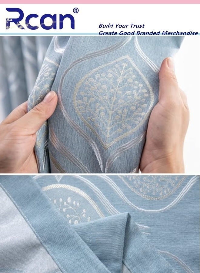 ركان ستائر تعتيم من لوحة واحدة، ستائر تعتيم مزخرفة بخيوط فضية، ستائر معتمة عازلة للحرارة لغرفة النوم وغرفة المعيشة 100*250 سم - Image 4