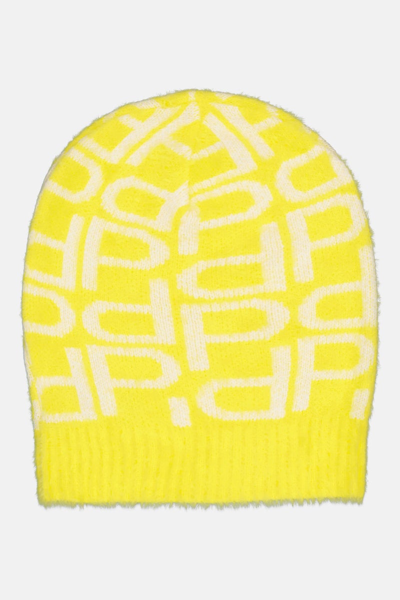 PINKO Women Allover Print Beanie, Yellow - Image 2