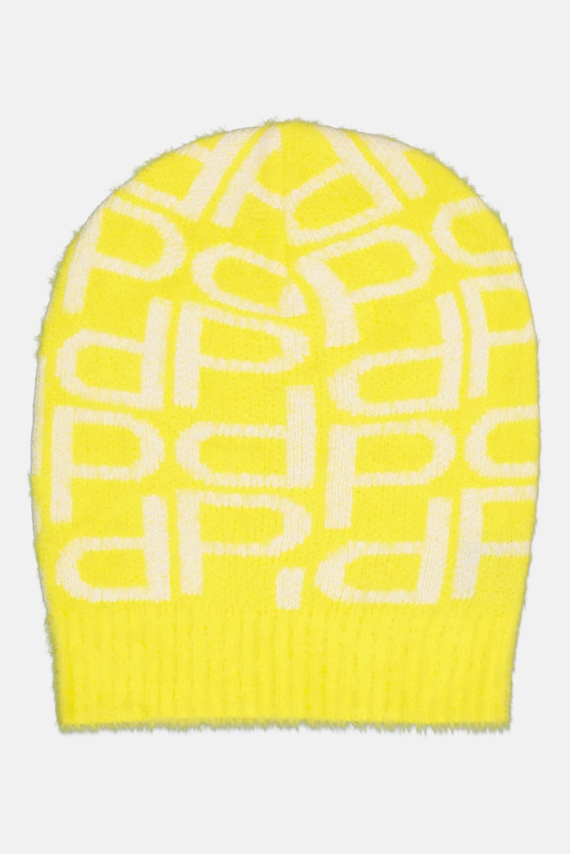PINKO Women Allover Print Beanie, Yellow - Image 1