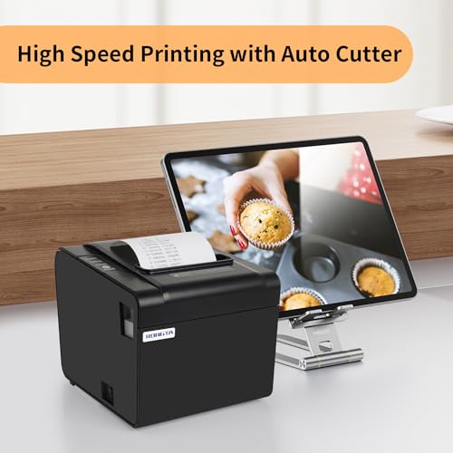 Rongta POS Receipt Printer, 80mm Thermal Printer, ESC/POS, Restaurant Kitchen Printer with Auto Cutter Support Cash Drawer,USB Serial Ethernet Receipts Printer for Small Business,Not for Square - Image 3