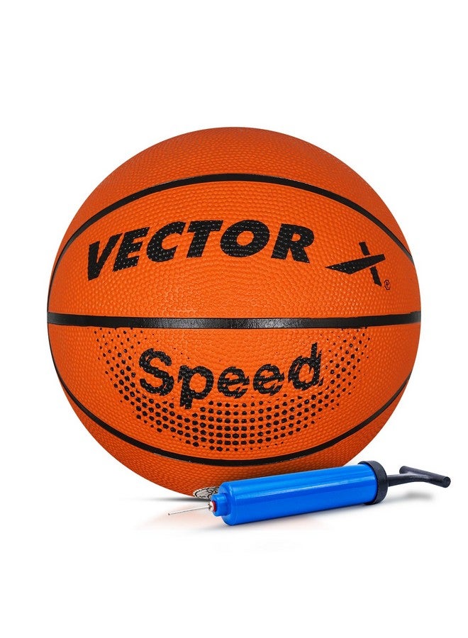 Vector X 8 Panel Speed Rubber Moulded Indoor/Outdoor Basketball with Butyl Bladder, Orange, Size: 7 (Suitable for Practice/Match/Training) + Free Air Needle - Image 1