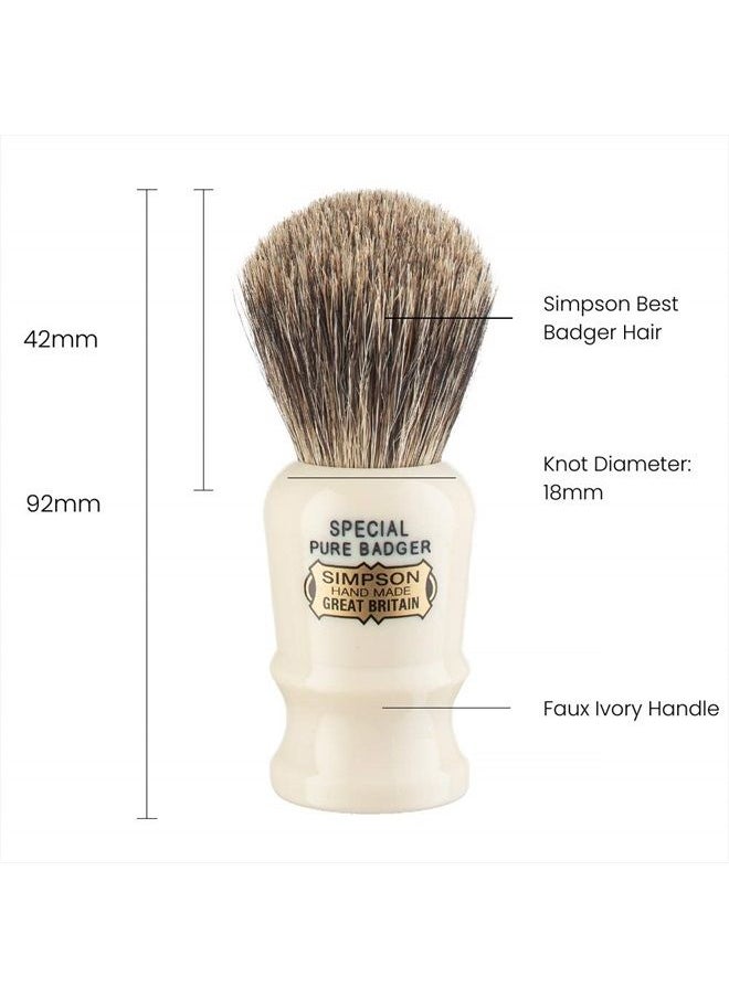 Simpson Shaving Brushes - Simpsons Special Pure Badger Hair Shaving Brush With Imitation Ivory Handle - Image 1