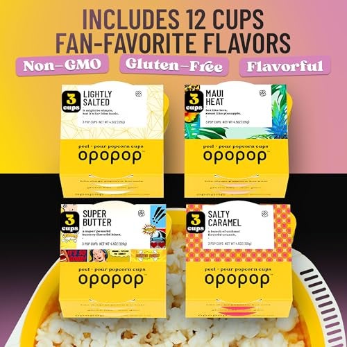 Opopop Microwave Popcorn - Variety 12-Pack Gourmet Popcorn Kit, Collapsible Silicone Popcorn Popper, Popcorn Maker, Gluten Free Snacks Variety Pack, BPA-Free and Dishwasher Safe (New Flavors) - Image 3