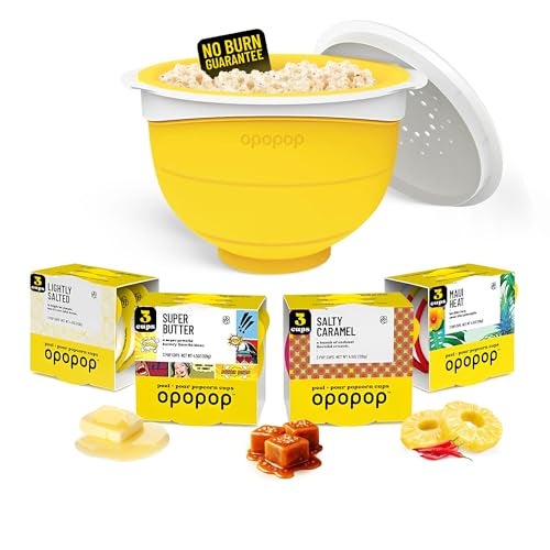 Opopop Microwave Popcorn - Variety 12-Pack Gourmet Popcorn Kit, Collapsible Silicone Popcorn Popper, Popcorn Maker, Gluten Free Snacks Variety Pack, BPA-Free and Dishwasher Safe (New Flavors) - Image 1