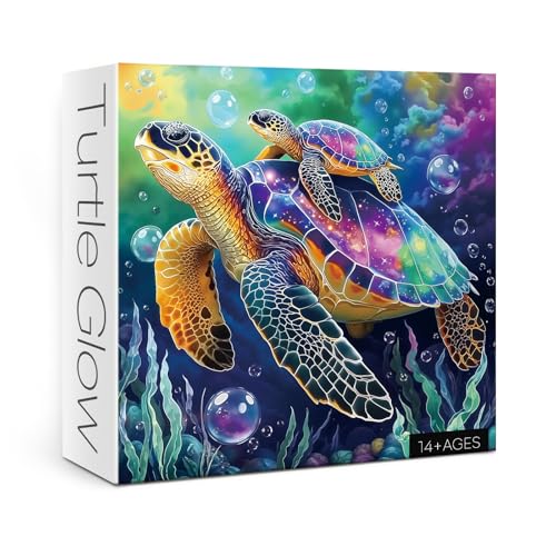 BBOLDIN Colorful Sea Turtle Puzzles for Adults 1000 Piece Nature Gradient Ocean Plant Rainbow Art Jigsaw Puzzles Funny Painting Aesthetic Impossible Challenging Puzzle - Image 1