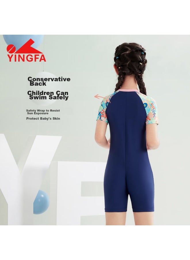 Yingfa Children's Swimsuit For Girls, Big, Medium And Small Kids, Students, Short-sleeve One-piece, Comfortable, Quick-drying, Hot Spring, Surfing, Swimming Set - Image 5
