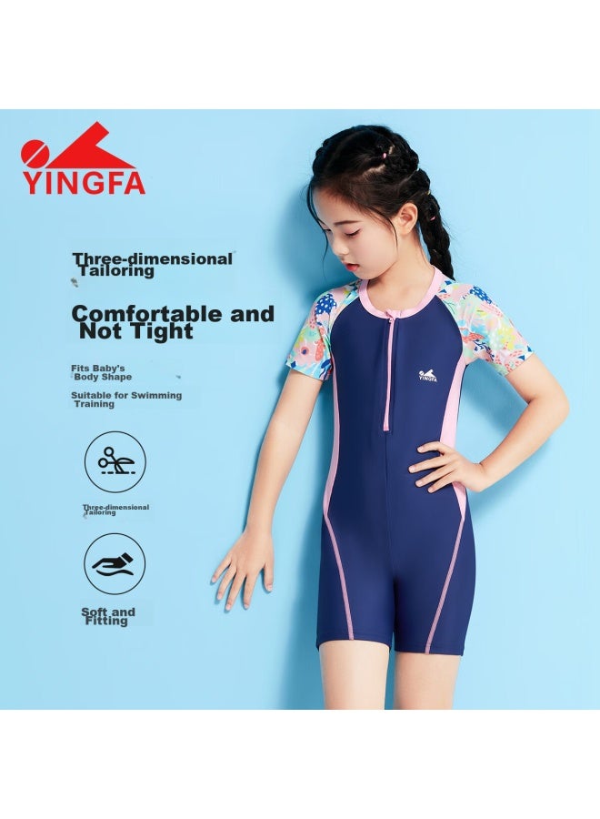 Yingfa Children's Swimsuit For Girls, Big, Medium And Small Kids, Students, Short-sleeve One-piece, Comfortable, Quick-drying, Hot Spring, Surfing, Swimming Set - Image 2