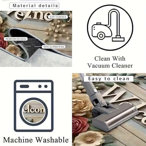 Arviz Bathroom Door Mats Elegant Floral Welcome Doormat for Home Entrance, Anti-Skid Water Soaking Door Mat, Bathroom Rectangular Rugs Floor Mats for Entryway, Office, Home, Balcony & Kitchen - Image 3