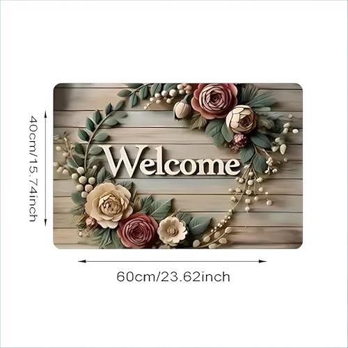 Arviz Bathroom Door Mats Elegant Floral Welcome Doormat for Home Entrance, Anti-Skid Water Soaking Door Mat, Bathroom Rectangular Rugs Floor Mats for Entryway, Office, Home, Balcony & Kitchen - Image 2