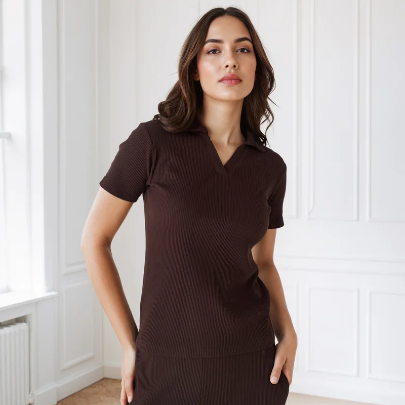 سبلاش فيڤ Ribbed Collared Polo T-shirt