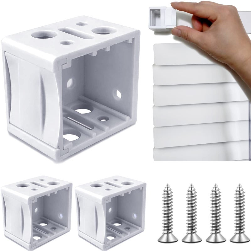 Mini Blind Brackets 1 Inch White Brackets for Blinds Mini Blinds Box Mounting Bracket for Headrail Holder 2 pcs